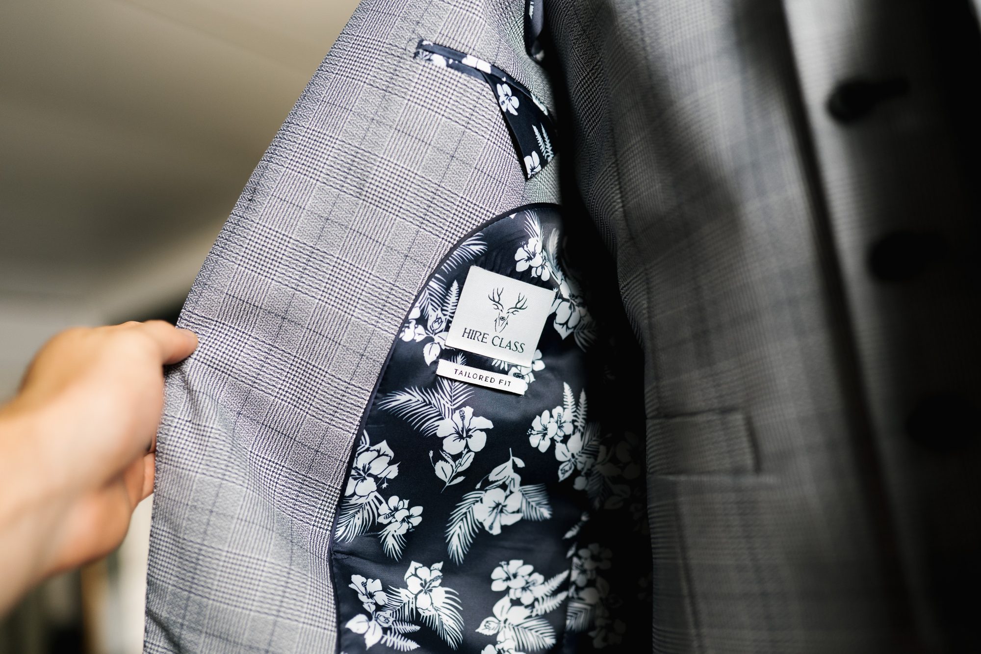 Prince of Wales check cloth with floral lining