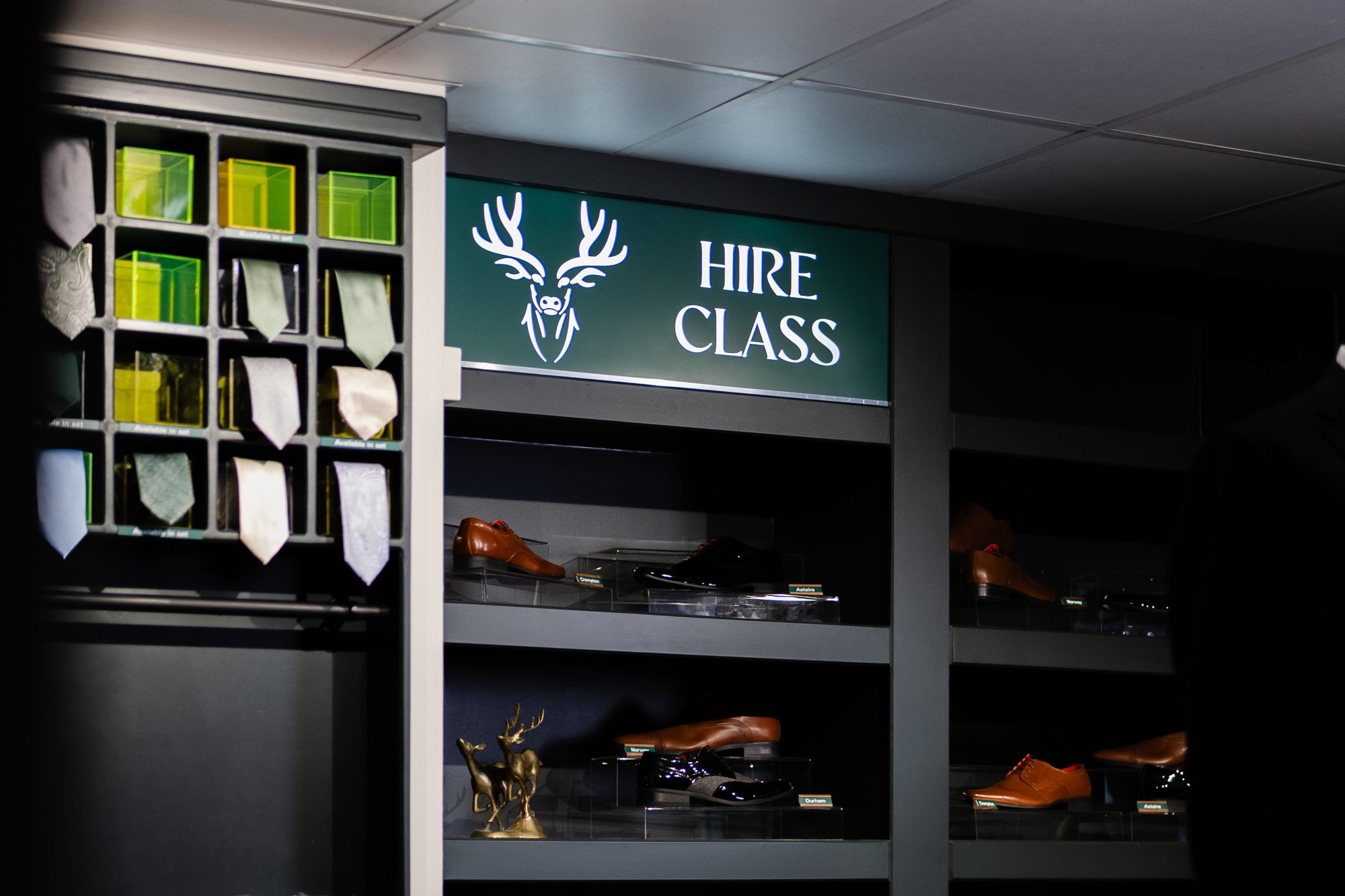 The Hire Class showroom, ready for a fitting